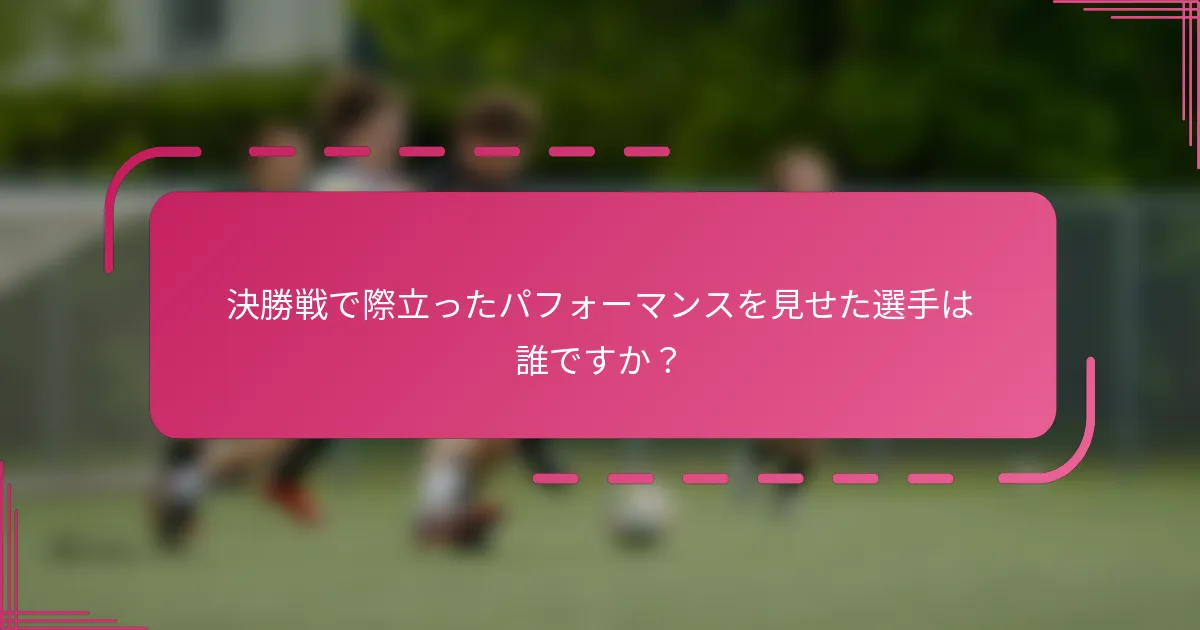 決勝戦で際立ったパフォーマンスを見せた選手は誰ですか？