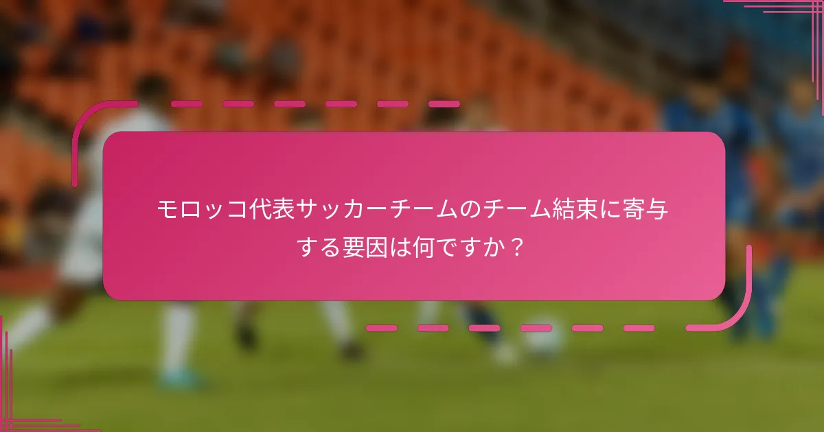 モロッコ代表サッカーチームのチーム結束に寄与する要因は何ですか？