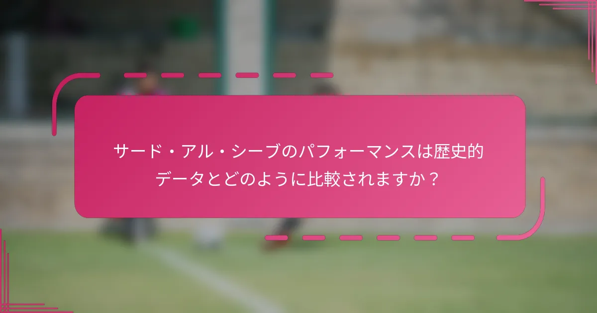 サード・アル・シーブのパフォーマンスは歴史的データとどのように比較されますか？