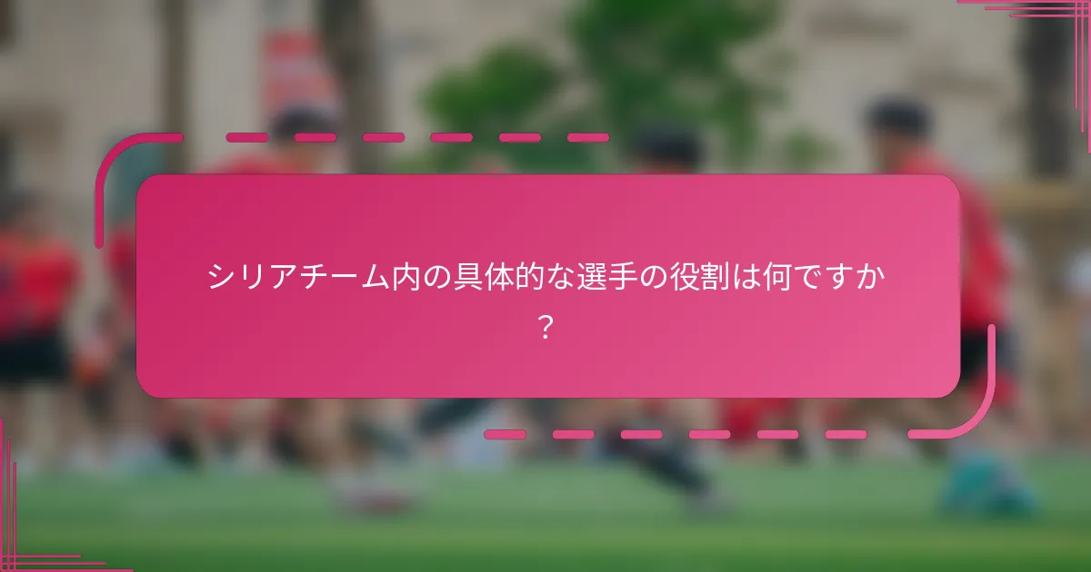 シリアチーム内の具体的な選手の役割は何ですか？